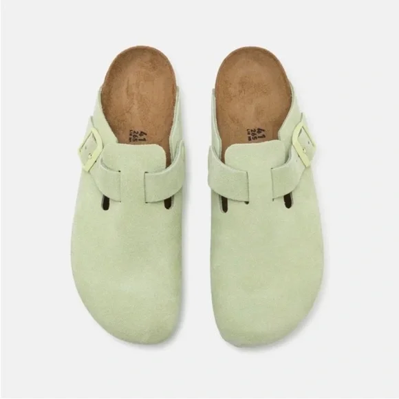 Birkenstock Boston Clog- Faded Lime Suede - Picture 2 of 8